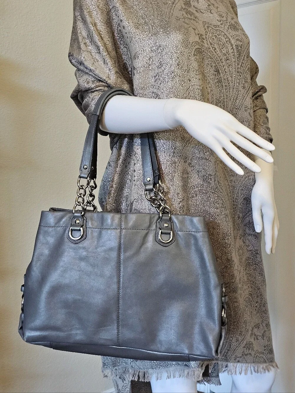 Coach Ashley Gathered Leather Carryall Tote